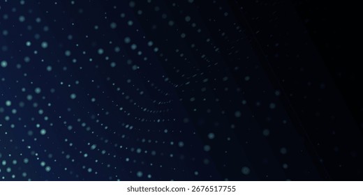 Abstract futuristic technology dot pattern with glowing lights, halftone elements on dark blue background. Vector dymanic square lights