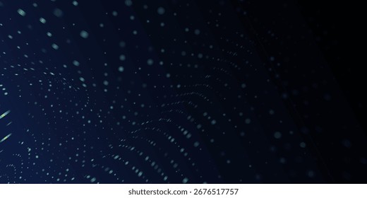 Abstract futuristic technology dot pattern with glowing lights, halftone elements on dark blue background. Vector dymanic square lights