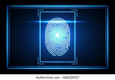 abstract of futuristic technology fingerprint, Finger Scan biometrics identification access