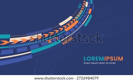 Abstract futuristic technology geometric background with curved elements and digital shapes