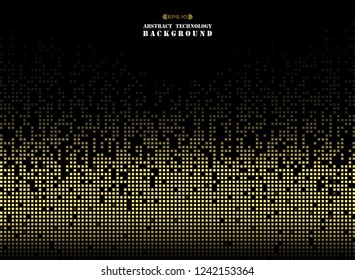 Abstract of futuristic technology in golden color square pattern pixel background. vector eps10