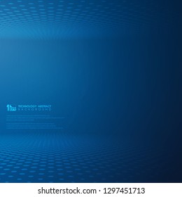 Abstract futuristic technology gradient blue dot circle pattern background. Decorating for modern tech presentation. You can also use for poster, ad, banner, cover design, art work. vector eps10