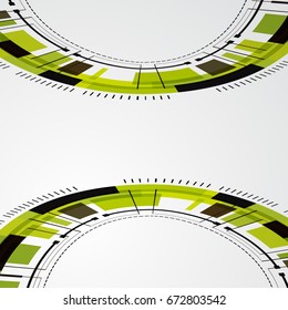 Abstract futuristic technology green 3D circle. Vector background