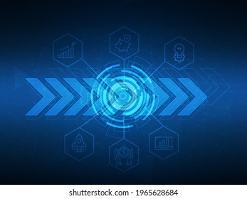abstract futuristic technology, hitech with business icons background vector illustration