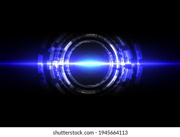tecnología futurista abstracta con onda de línea e iluminación sobre fondo azul oscuro. Ilustración Concepto de tecnología de diseño de vectores