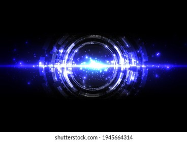 abstract futuristic technology with line wave and lighting on dark blue background. Illustration Vector design technology concept