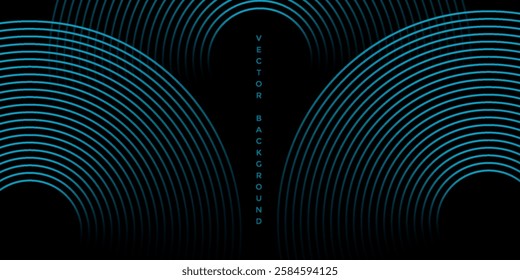 Abstract futuristic technology lines background black. Gradient circle line pattern design.