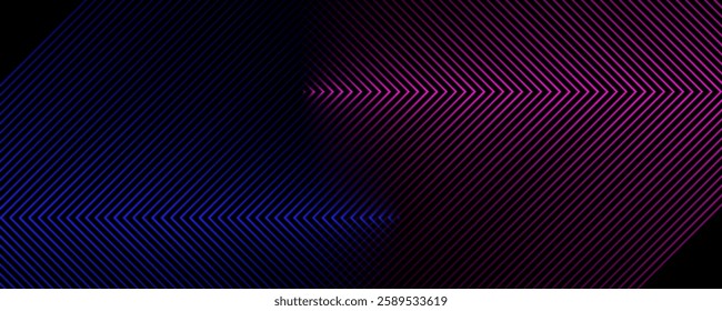 Abstract futuristic technology lines background with red and blue light effect. Gradient circle line pattern design. Glowing lines vector.