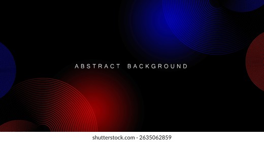 Abstractas tecnología futurista líneas de fondo con efecto de luz roja y azul. Diseño de patrón de línea de círculo degradado. Vector de líneas brillantes. Elementos gráficos modernos de Plantilla de Anuncio oscuro.