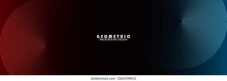Abstractas tecnología futurista líneas de fondo con efecto de luz roja y azul. Diseño de patrón de línea de círculo degradado.