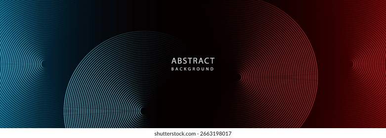 Abstract futuristic technology lines background with red and blue light effect. Gradient circle line pattern design. eps10 in bussines
