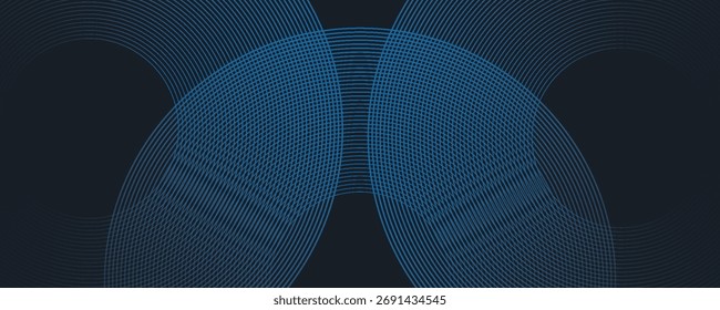 Abstractas tecnología futurista líneas de fondo con efecto de luz azul. Diseño de patrón de línea de círculo degradado. Vector de líneas brillantes. 