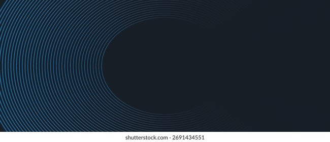 Abstractas tecnología futurista líneas de fondo con efecto de luz azul. Diseño de patrón de línea de círculo degradado. Vector de líneas brillantes. 
