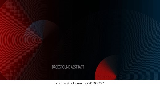 Abstract futuristic technology lines background with red and blue light effect. Gradient circle line pattern design. Glowing lines vector. Modern dark banner template graphic elements.EPS10