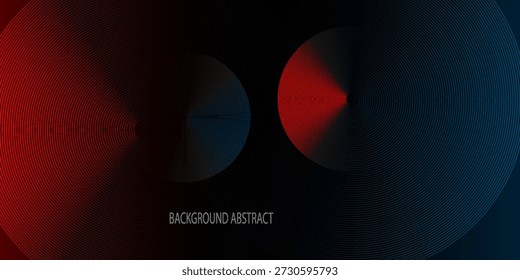 Abstractas tecnología futurista líneas de fondo con efecto de luz roja y azul. Diseño de patrón de línea de círculo degradado. Vector de líneas brillantes. Elementos gráficos modernos de Plantilla de Anuncio oscuro.EPS10