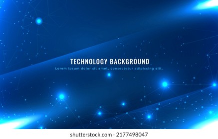 Resumen de tecnología futurista de moléculas con formas poligonales sobre fondo azul. Fondo geométrico abstracto con línea y puntos conectados. Para información digital, comunicación, ciencia. Vector