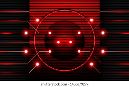Abstract futuristic technology with red light texture on the black background. Vector design template for use element cover, banner, website, corporate
