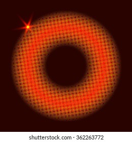 Abstract futuristic technology space background. Explosion of sphere with glowing particles.
