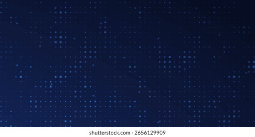 Abstract futuristic technology square pattern with glowing lights, square elements on dark blue background.