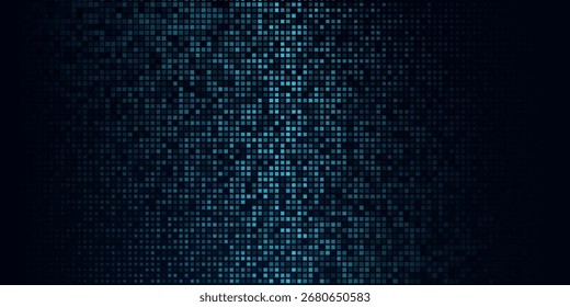 Abstract futuristic technology square pattern with glowing lights, square elements on dark blue background.eps10 vector