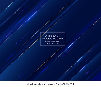 Abstract futuristic template diagonal speed lighting lines on dark blue background. Luxury and elegant. You can use for cover brochure template, poster, banner web, print ad, etc. Vector illustration