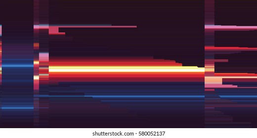 Abstract futuristic texture of colorful stripes . Glitch effect on TV screen .  Digital signal error , Vector illustration .