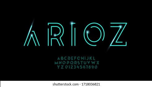 Abstract futuristic thin line font alphabet. Minimal modern fonts and numbers. Typography uppercase and number. vector illustration