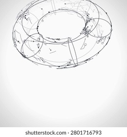 Abstract futuristic torus structure rendered as a clean geometric network background