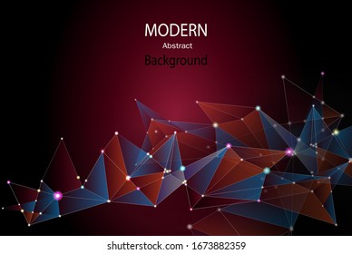 Abstract futuristic triangle polygon background. Molecules technology with polygonal shapes on dark purple background. Vector illustration design digital technology concept.