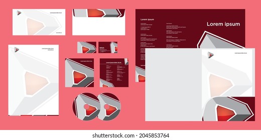 Abstract Futuristic Triangle Technology Modern Corporate Business Identity Stationary