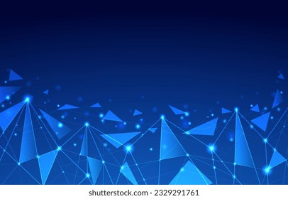 Abstract futuristic triangle technology with polygonal shapes on dark blue background. Background template with an elegant design concept for banner, flayer, etc.