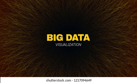 Abstract Futuristic Tunnel Concept. Big Data Stream Visualization. Technology Fractal with Effect of Depth and Motion. Wave Lines and Dots. Digital Vector Background of Big Data Stream in the Tunnel.