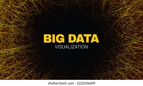 Abstract Futuristic Tunnel Concept. Big Data Stream Visualization. Technology Fractal with Effect of Depth and Motion. Wave Lines and Dots. Digital Vector Background of Big Data Stream in the Tunnel.