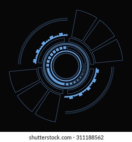 Abstract futuristic user interface. HUD element. Hologram. 