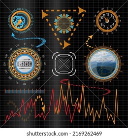 Resumen de la interfaz de usuario futurista. Infografía. HUD e UI.