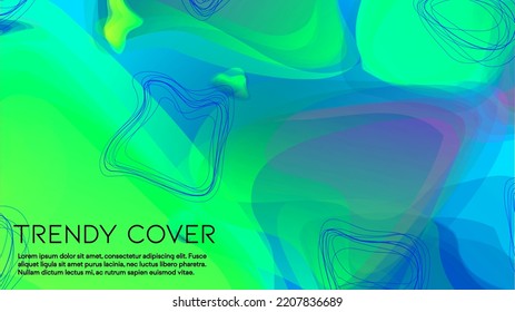 Abstract Futuristic Vector Background with  Dynamic Shapes and Lines. Modern Colorful Gradient Wallpaper. Trendy Digital Design for Your Poster, Banner, Template, Web Page.