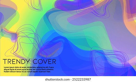 Abstract Futuristic Vector Background with  Liquid  Shapes and Lines. Modern Colorful Gradient Wallpaper. Trendy Digital Design for Your Poster, Banner, Template, Web Page.