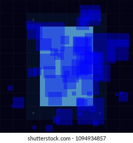 Abstract futuristic vector illustration, high technology dark blue colored background. Hi-tech concept, digital technology background in minimal design.