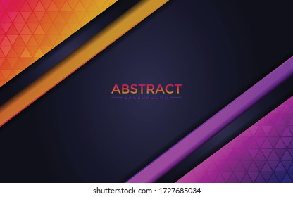 Abstract futuristic vector on layer orange and purple with dark navy background