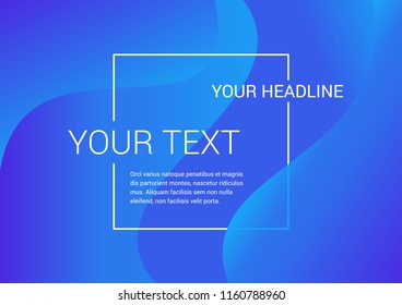 Abstract futuristic vector template - modern wavy colorful gradient background with white frame and sample text - for layout, cover, brochure, banner, landing elements