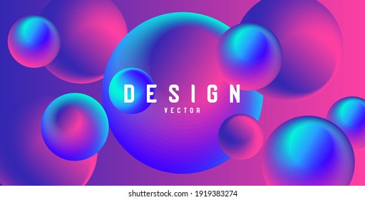 Abstract futuristic wallpaper with fluorescent 3d circles of pink and blue colors, glossy shiny shapes, modern render digital graphic