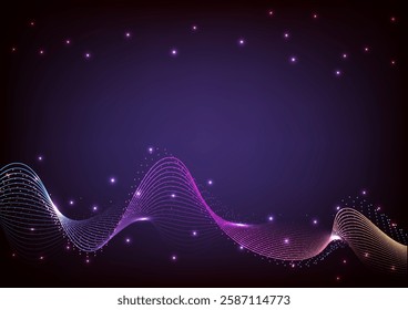 Abstract futuristic wave background. Digital network fider optic internet online concept. Design for data, cyber, metaverse, sound, telecoms, communication, connection.