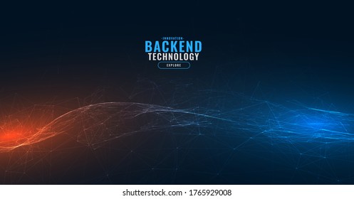 Abstrakter futuristischer Wellenhintergrund. Netzanschlusspunkte und -leitungen. Digitaler Hintergrund. 3D-Darstellung.
