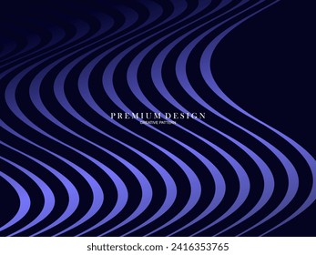 Abstract futuristic wave lines background with blue light effect. Modern simple flowing wave shape design. Suitable for covers, posters, websites, brochures, flyers, banners, presentations, etc.	