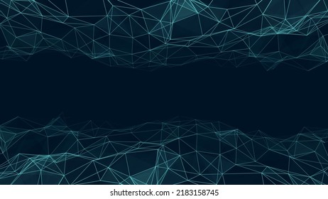 Abstract futuristic wave with moving dots abd lines. Flow of particles. Vector cyber technology illustration.