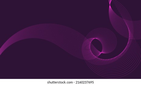 Abstract futuristic wave science, technology banner with pink grid lines on purple background. Modern technology design. dynamic linear waves 