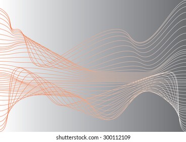 Abstract futuristic waved composition in orange tones