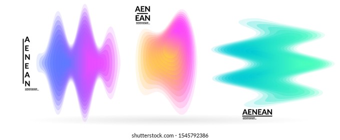 Abstract futuristic wavy shapes. Set of blended transparent gradients. Futuristic vector illustration badge set. Smooth fluid bubbles with flame effect.
