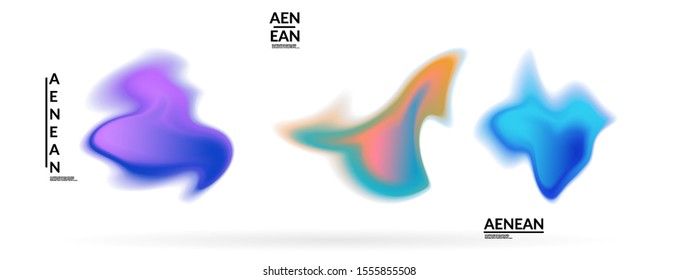 Abstract futuristic wavy shapes. Set of blended transparent gradients. Futuristic vector illustration badge set. Smooth fluid bubbles with flame effect.
