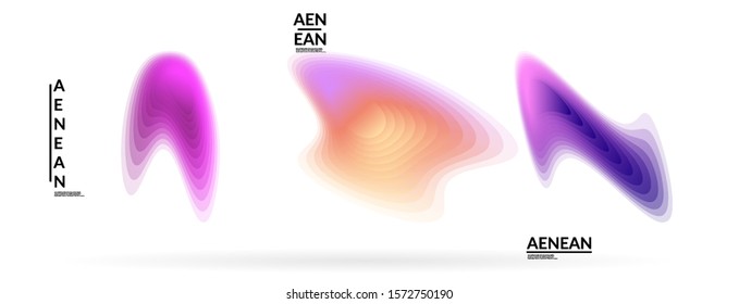 Abstract futuristic wavy shapes. Set of blended transparent gradients. Futuristic vector illustration badge set. Smooth fluid bubbles with flame effect.
